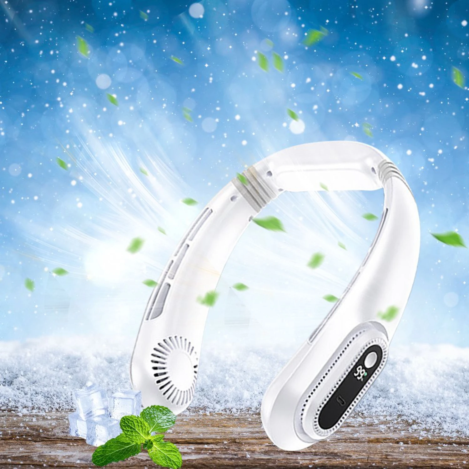 Portable Neck Fan, 7000mAh Battery Operated Wearable Personal Fan, USB Rechargeable, 3 Wind Speeds, Ultra Quiet, Bladeless