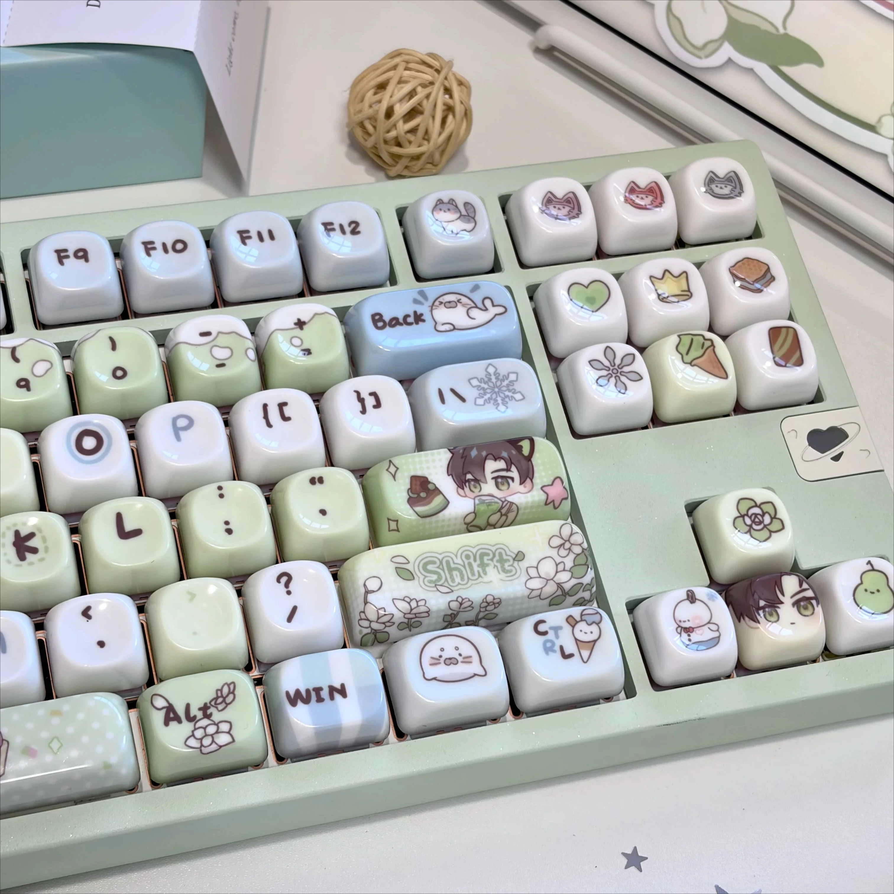 MAIMOOO Love and Deepspace Glazed Jelly Keycaps MOA Height Zayne Rafayel Xavier PC Material Glossy Ceramic Style Keyboard Keycap