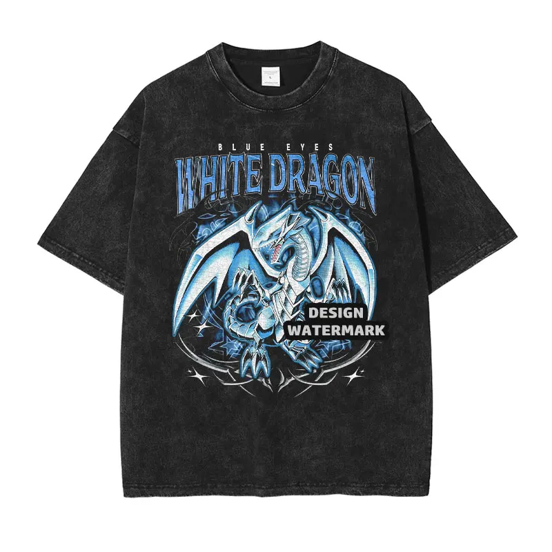 

Футболки Bandai Anime Yu-Gi-Oh: винтажные, с эффектом потертости, ретро-стиль, уличная мода, черные, с изображением Мага, мужские, хлопковые