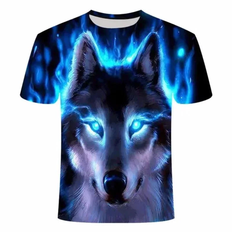 2024 Wolf T Shirt For Mens Animal Print Short Sleeve Top 3D Casual Street Man\'s T-shirt Oversized Tee Shirt Men Vintage Clothing