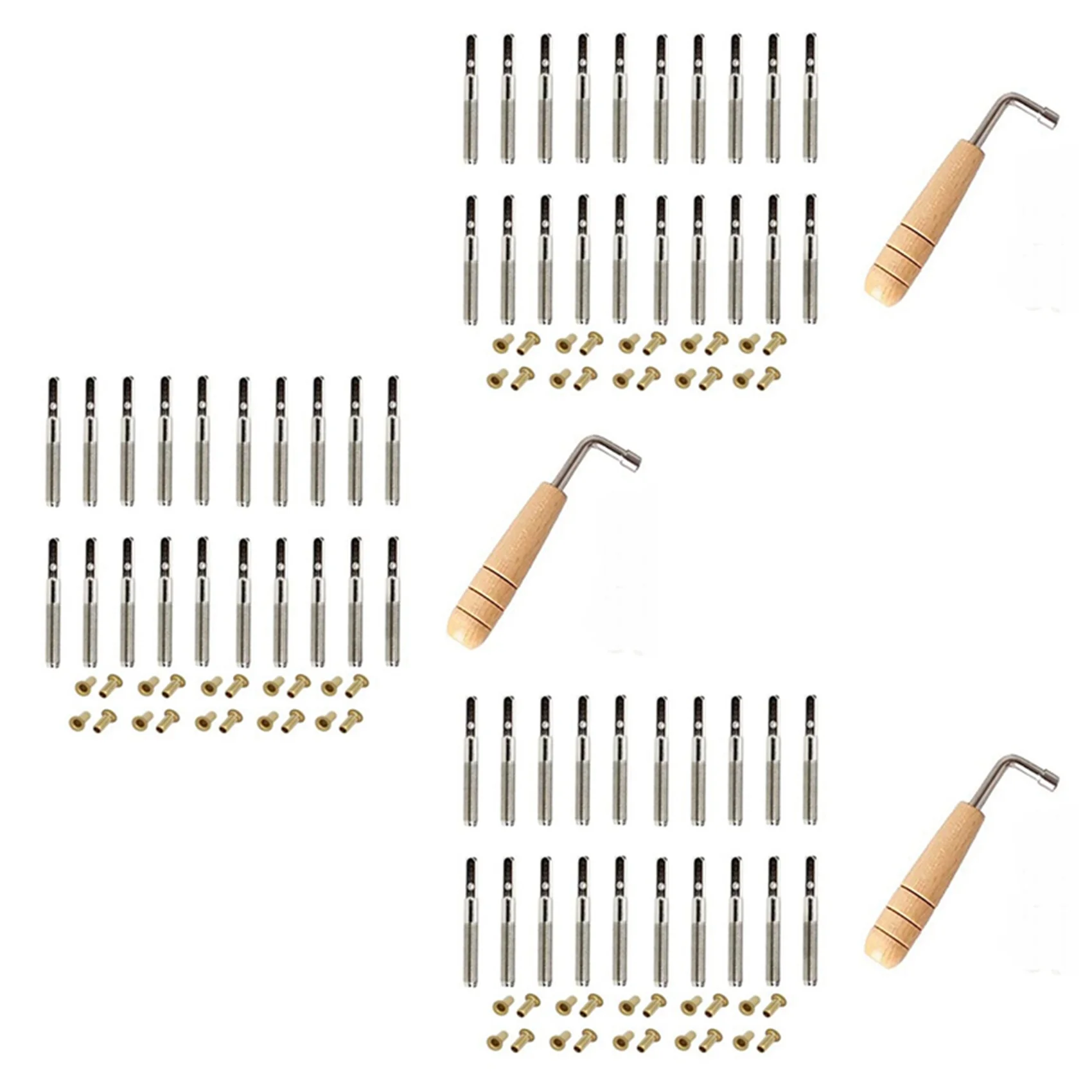 60 Pcs Tuning Pin Nails and 60Pcs Rivets,with L-Shape Tuning Wrench,for Lyre Harp Small Harp Musical Stringed Instrument