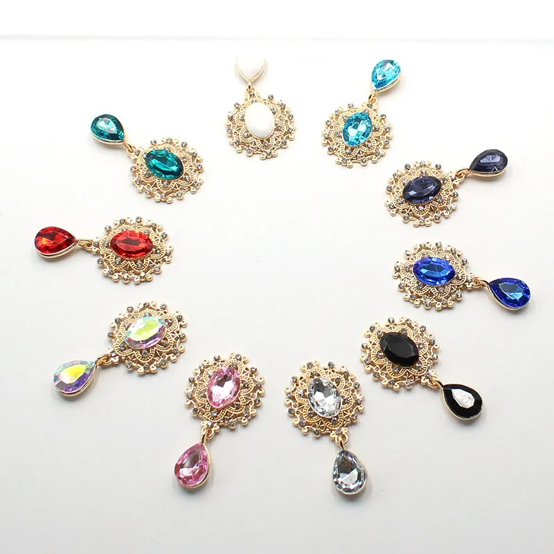 Shiny 25 * 45MM 10Pcs Crystal Rhinestone Brooch Accessories DIY Wedding Invitation Card Wine Glass Gift Box Creative Decoration