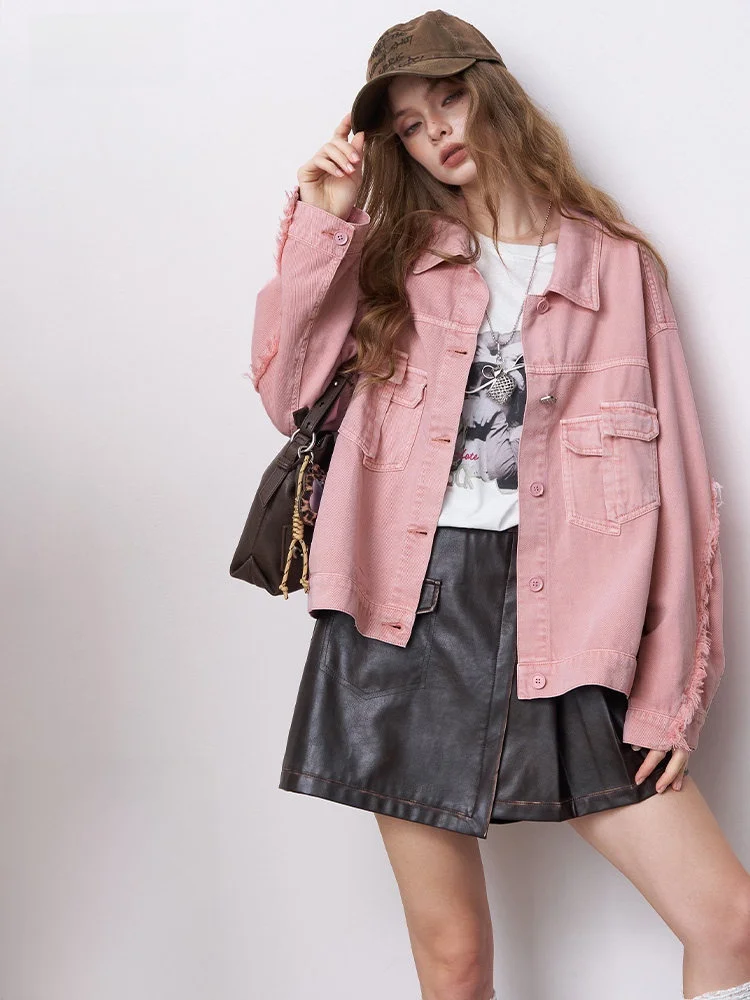 

Женская джинсовая куртка для повседневной носки, с пуговицами, из хлопка, с длинным рукавом, воротником и классическим кроем