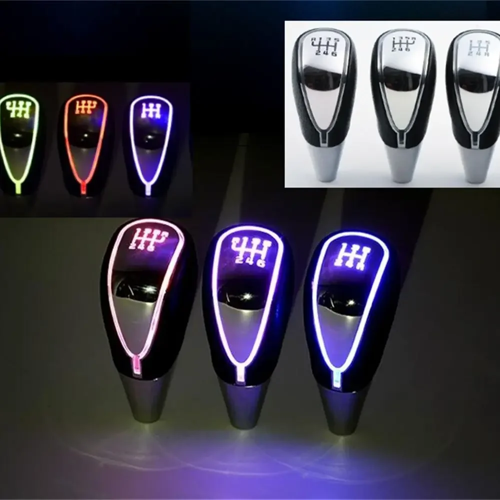 7 colors changes Activated Gear Shift Knob Car LED Light Cigarette Lighter Charger Leather Lever Fit For Honda Toyota Nissan