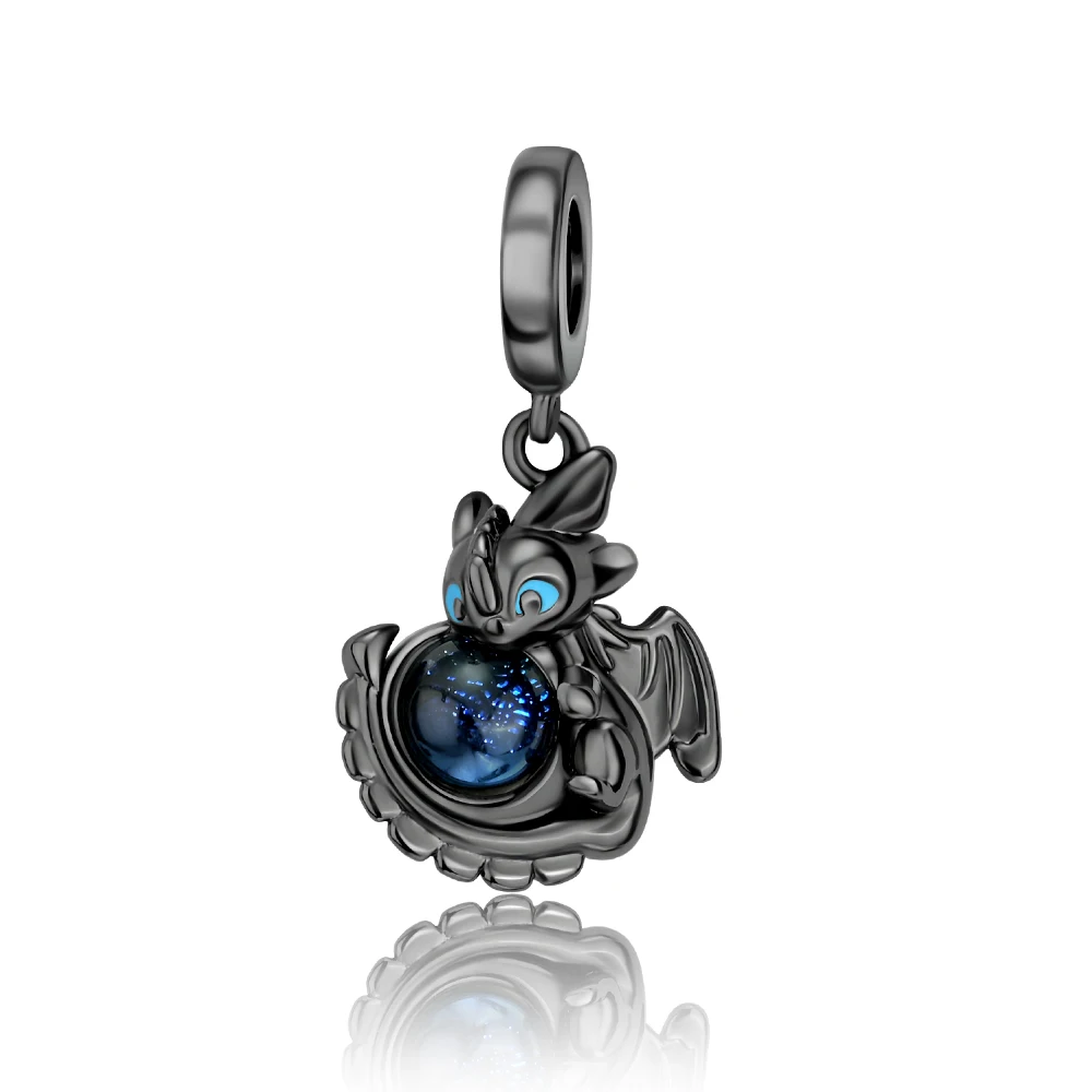 

Ahthen 925 Sterling Silver Beads Small Black Flying Dragon Charm fit Snake Chain Bracelets Necklaces for Women Jewelry Making