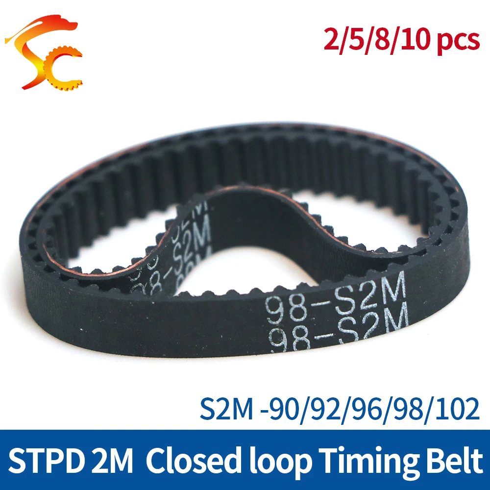 S2M timing belt S2M-90/92/96/98/102 Teeth 45/46/48/49/51 width 3/6/9/10mm Rubber closed-loop S2M Belt