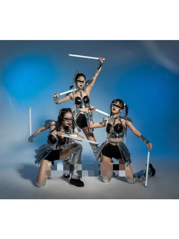 Silver Future Tech Starry Warrior Club Night Bar Gogo Dance Costume Stage Performance Outfit Female Group Show Clothes