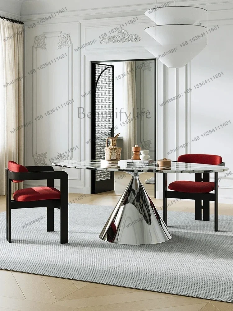 

yj58 Italian light luxury marble dining table villa home oval dining table designer simple and advanced