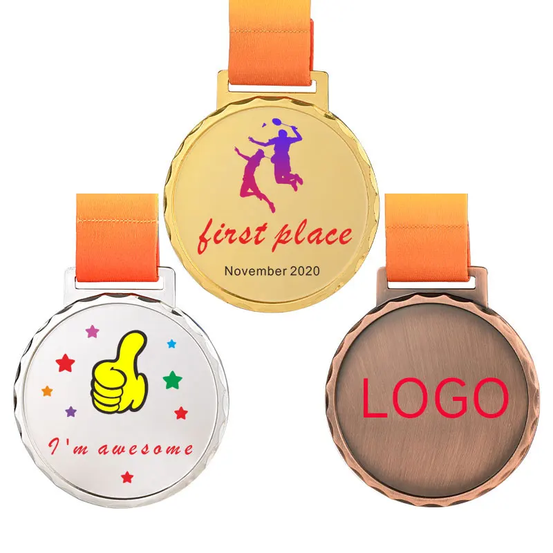 Manufacturer Wholesale Prints Sticker Metal Craft Zinc Alloy Brass Race Award Custom Logo Sport Sublimation Blank Medal