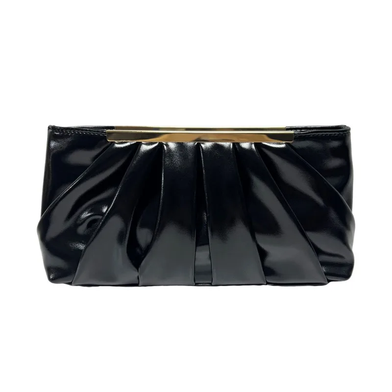 

Трендовая мягкая плиссированная сумка через плечо из искусственной кожи, дизайнерская женская свадебная вечерняя сумка-клатч, сумка через плечо с рюшами для свадебной вечеринки, 2025