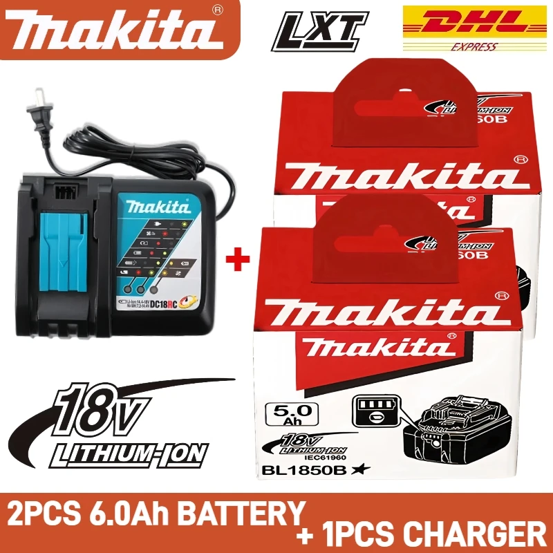 

100% Original Makita 18V Battery, 6000mAh, for Makita 18V Drill DHP487 DGA404 DTW700 DTD173 power tool with charger