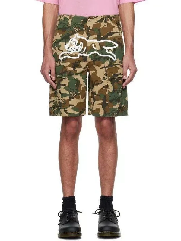 

Винтажные шорты в американском уличном стиле BBC Ice Cream Flng Dog Camo Workwear с множеством карманов, 3D-кроем и эффектом потертости