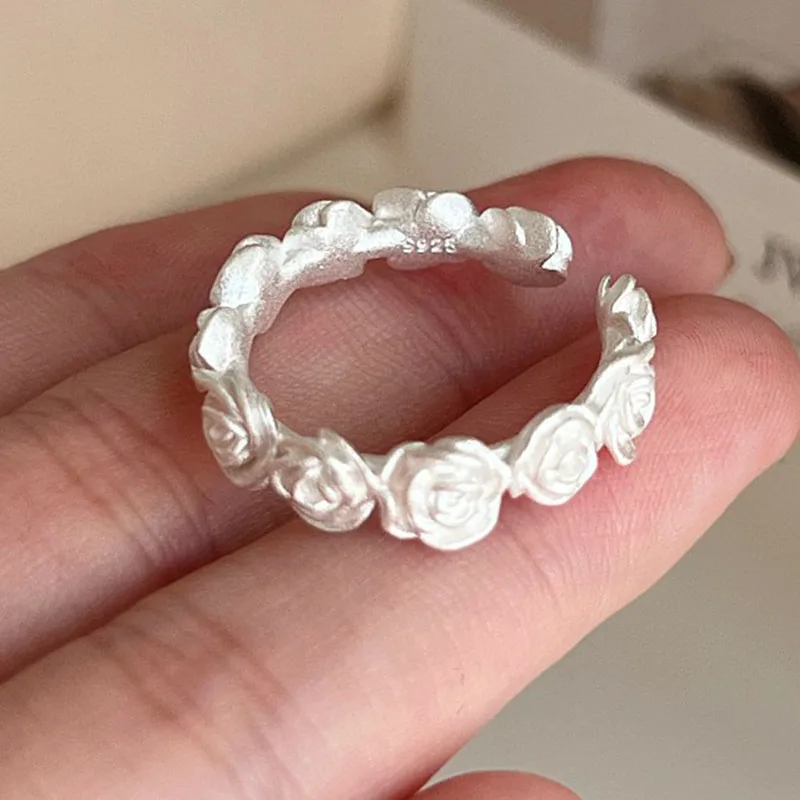 

Кольца из стерлингового серебра 925 пробы для женщин, геометрические ювелирные изделия, регулируемое кольцо в форме искрящейся розы для вечеринки, подарка на день рождения