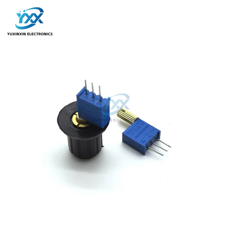 10PCS 3296W Multi-Turn Adjustable Potentiometer with Knob Cap 100R 200R 500R 1K 2K 5K 10K 20K 50K 100K 200K 500K 5M Metal Shaf