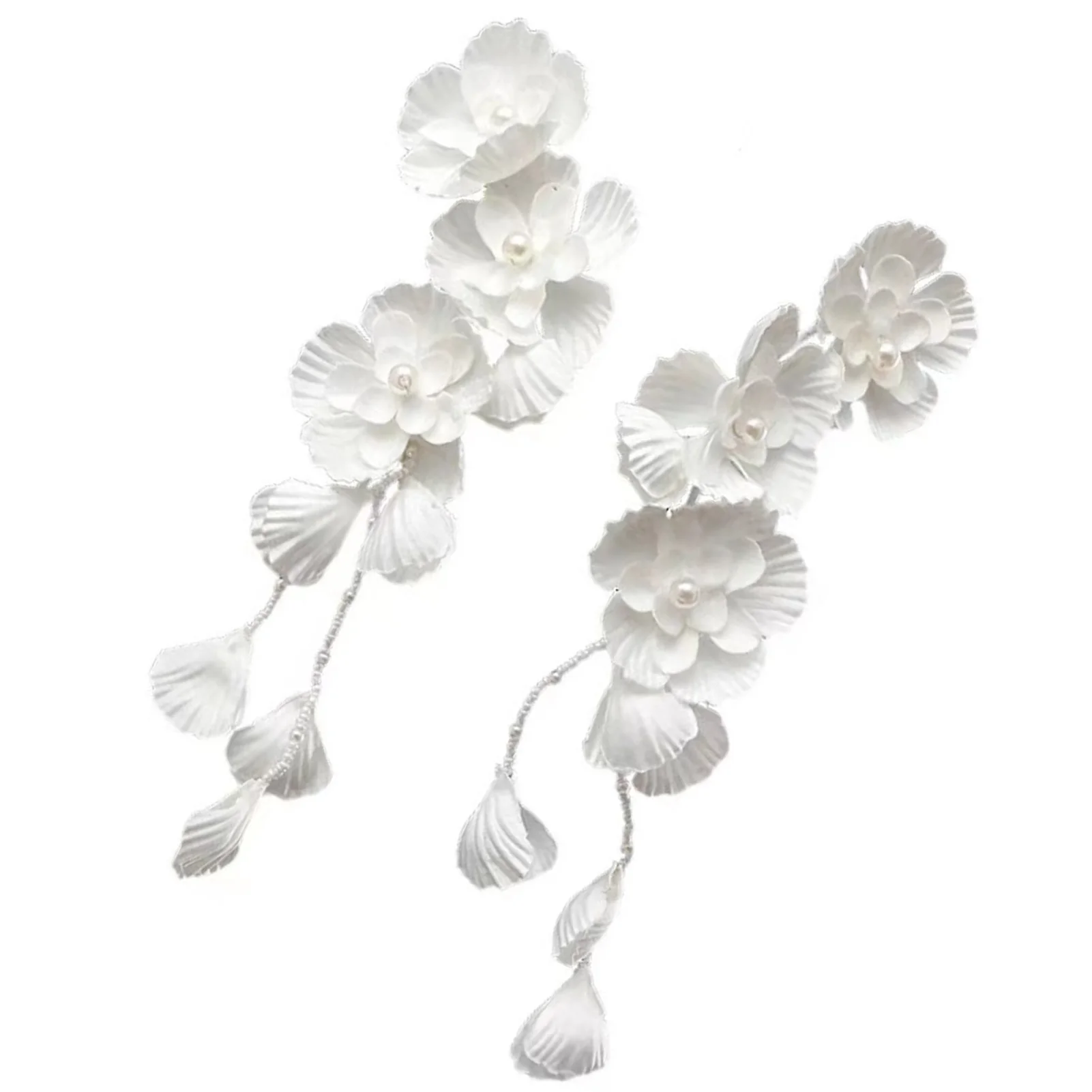 Eleganter weißer Blumen-Hängekranz Kopfschmuck für Hochzeiten und Partys, Blumen-Haarreif, florales Haarschmuck-Accessoire, Haarstyling-Tools – Detail 8