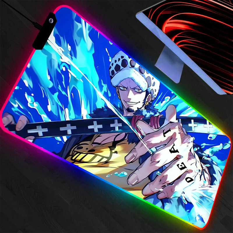 One Piece Large Mouse Pad LED Gamer Desk Mat RGB Modern Table Keyboard Laptop Carpet Backlight Gaming Mousepad Durable