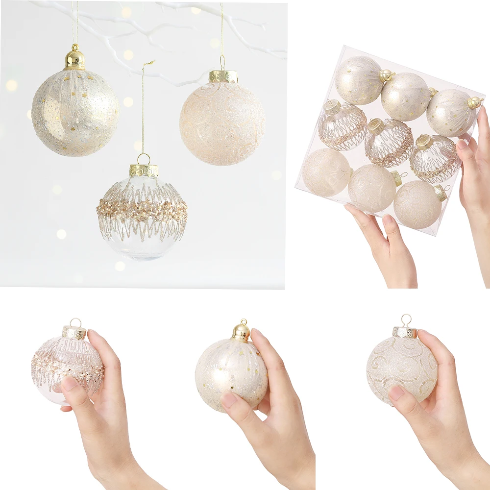 3/4/9Pcs Christmas Balls Set Xmas Tree Pendants Green Champagne Hanging Ornaments Home Party Decor Navidad New Year Gifts 2025