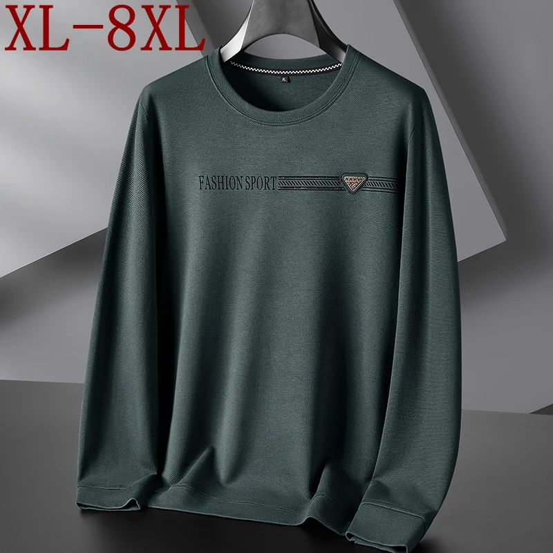 

8XL 7XL 6XL 2024 New Autumn High End Classic Tshirt Men Brand Clothing Long Sleeve Mens T-Shirts Casual Loose T shirt Homme