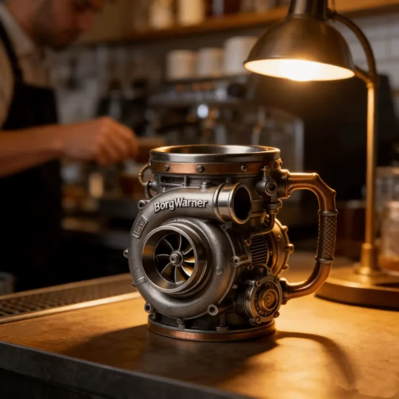 Resin Turbocharger Mug Comfortable Grip Mechanical Element Style 3D Engine Cup Handcrafted Sturdy and Durable Coffee Mug