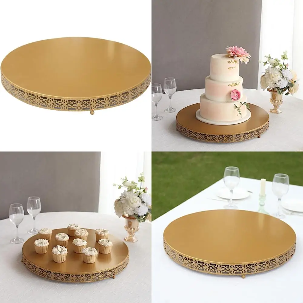 

Золотая металлическая круглая подставка для торта Fleur De Lis — элегантная подставка для десерта на дни рождения, свадьбу и особых мероприятий