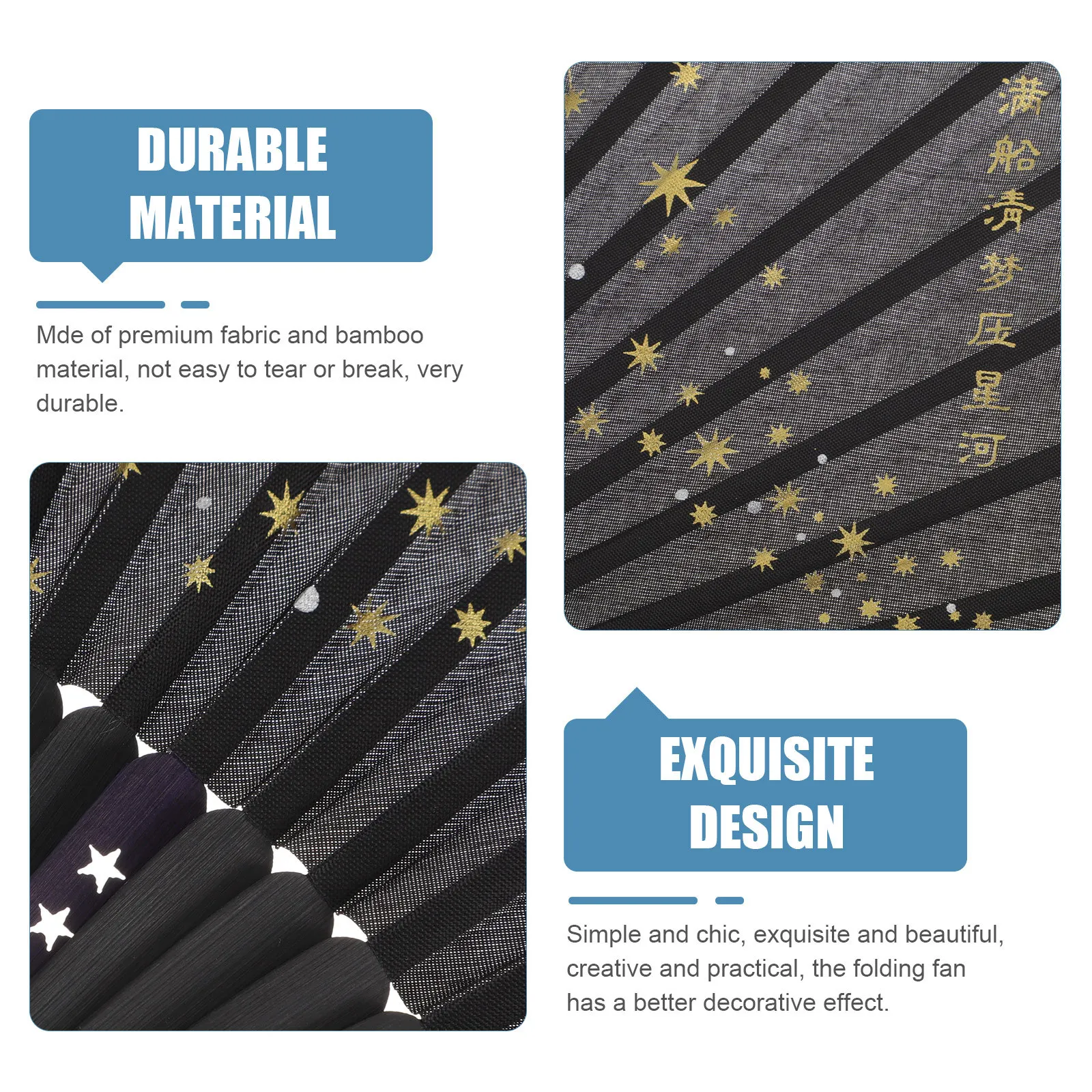 

Bamboo Handheld Folding Fan Chinese Style Stage Performance Dancing Party Decoration Exquisite Tassel Durable Fabric Easy Carry