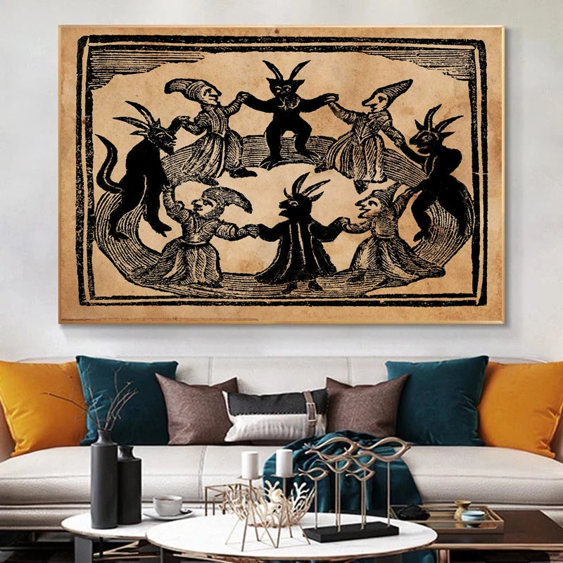 Middle Ages of The Emperor Devil and Witch Posters and Prints Canvas Painting Wall Art Pictures Home Bar Room Decoration