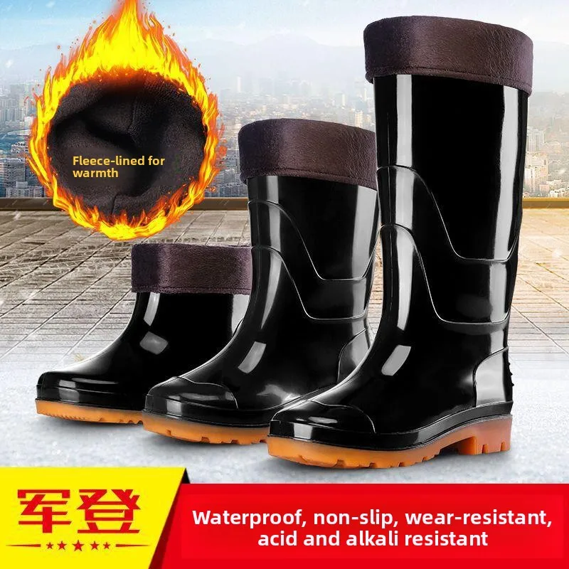 Men's Anti-Slip Wear-Resistant Rain Boots Chef Shoes Kitchen Work Shoes Casual Leather Shoes Oil-Resistant Water Boots