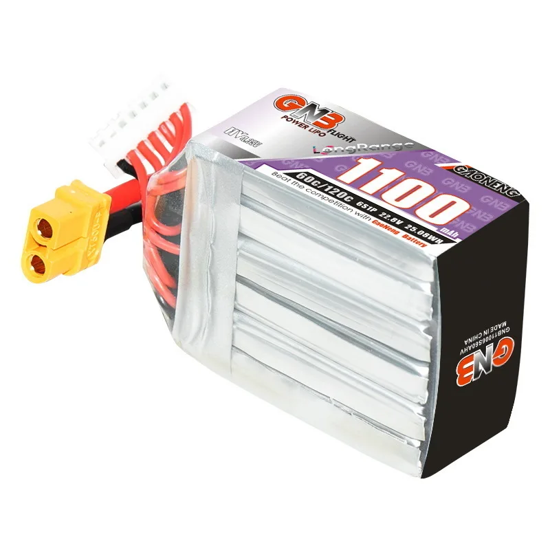 Bateria Lipo para Helicóptero, Quadcopter, FPV Racing Drone, Peças RC, GNB, 6S, 22.2 V, 1100mAh, 60C, 120C, HV, 22.8V