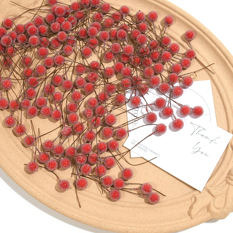 50 Teile/paket Künstliche Rote Kleine Beeren für DIY Weihnachten Kranz Grußkarte Geschenk Box Dekoration Handgemachte Weihnachtsdekoration – Detail 7