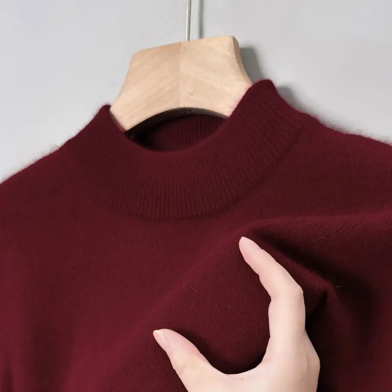 Smart Casual Autumn Winter Sweaters Men Solid Mock Neck Warm Thicken Fashion Luxury Business Long Sleeve Pullovers Knitted Tops