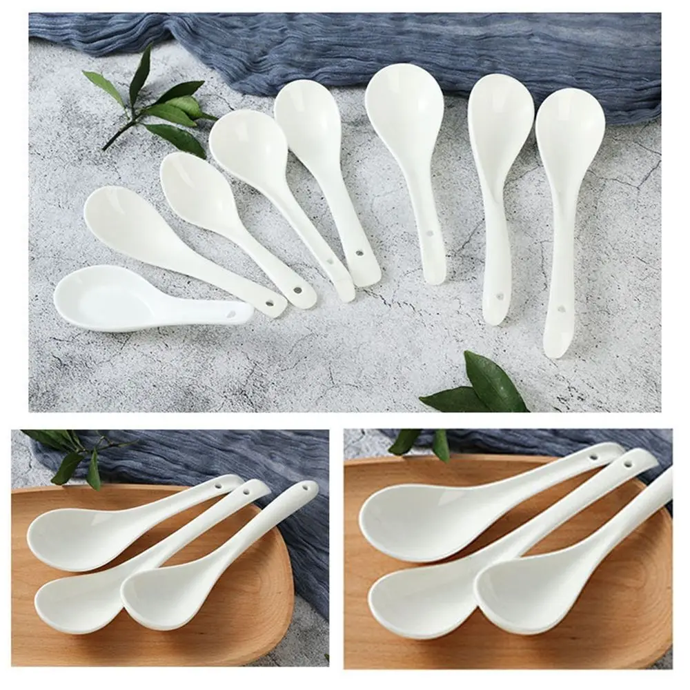 Porcelain Spoons Mini Kitchen Ceramic Tea Coffee Sugar Dessert Spoon Ice Cream Ceramic Flatware Long Handle Spoon