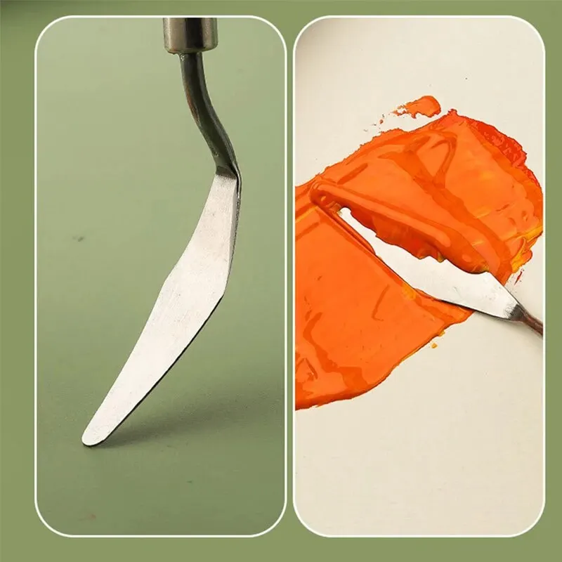 7 teile/satz Edelstahl Palette Messer Gouache Palette Kit Ölgemälde Liefert Feine Kunst Messer Malerei Werkzeug Set Flexible Klinge