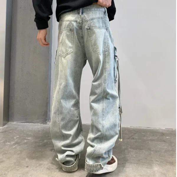 남성 streetwear 힙합 멀티 포켓 루즈 캐주얼 플러스 사이즈 카고 청바지 데님 바지 Cityboy 28-40 Y2k 청바지 바지 의류
