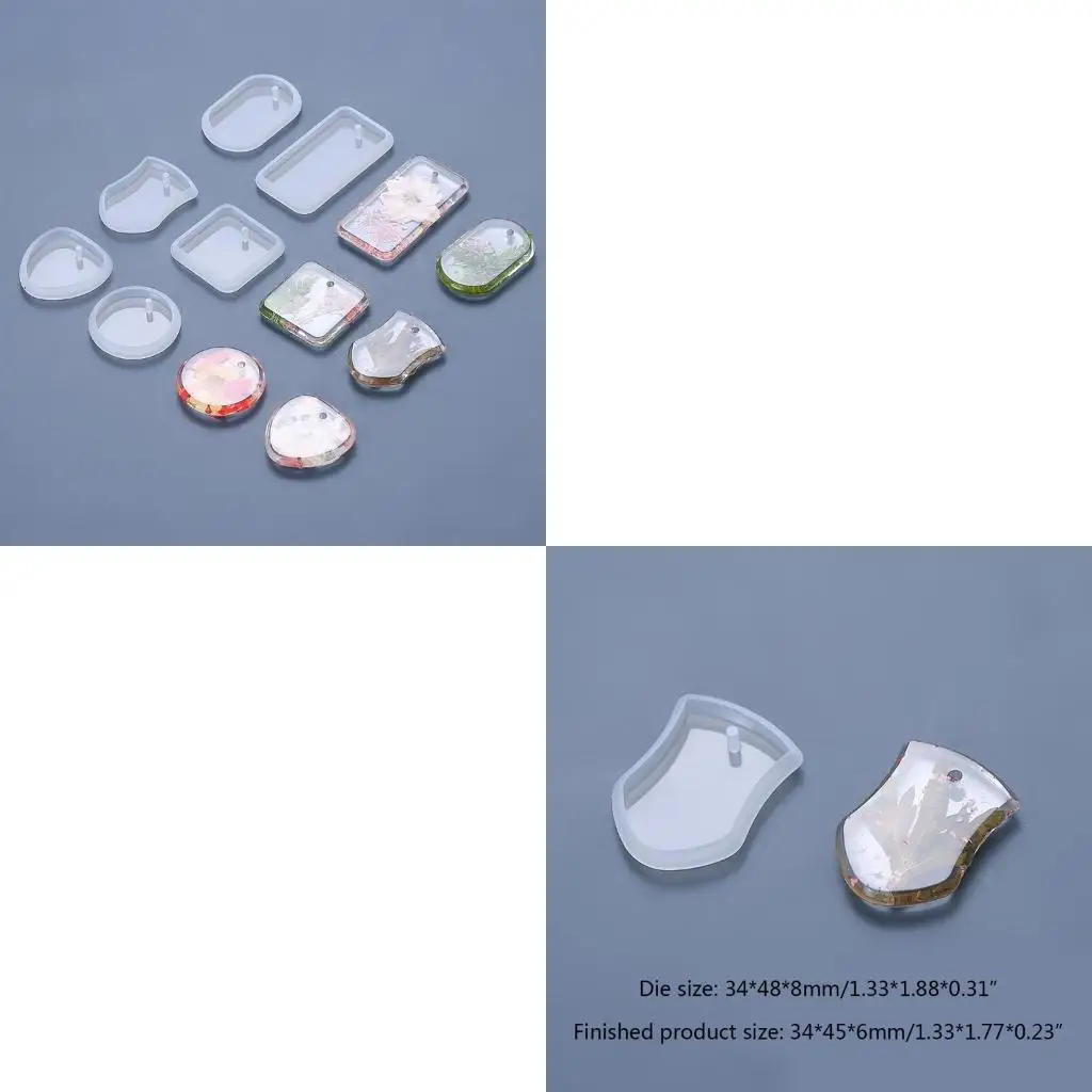 

9HJK UV -кристаллическая смоля Перфорированная силиконовая плесень Геометрическая любовь сердце круглый эллипс квадратный в