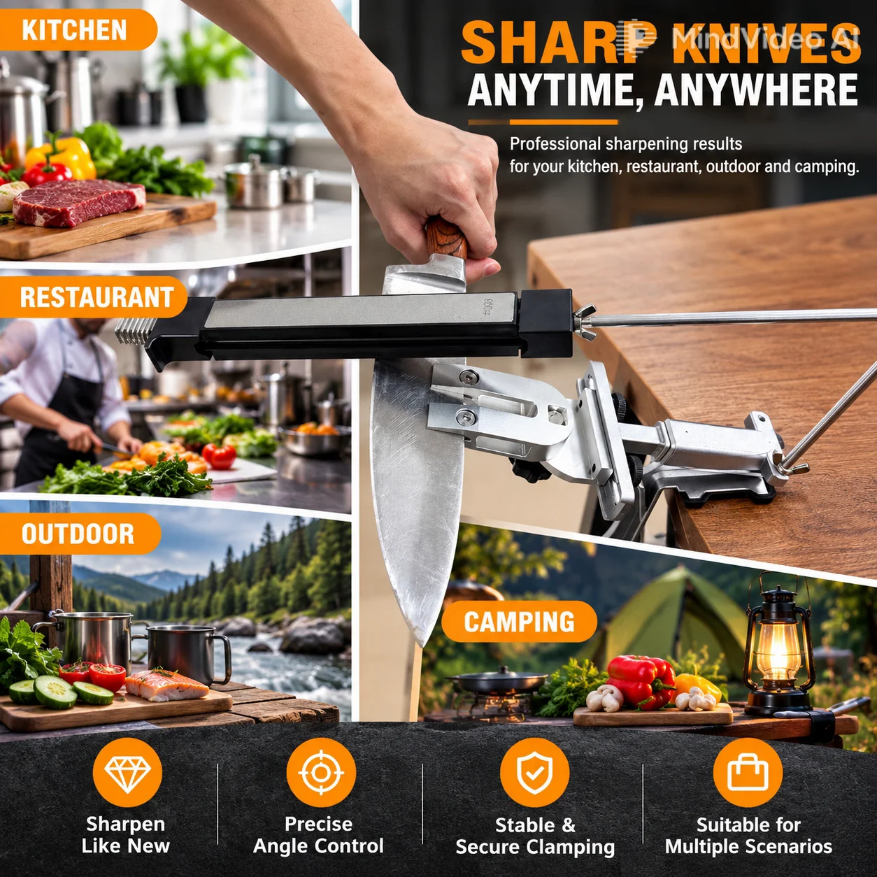 Upgraded Fixed-angle Sharpener, 360°rotate The Knife, Paired With Diamond Whetstones Oilstones Polished Sharpening Stones, Hot