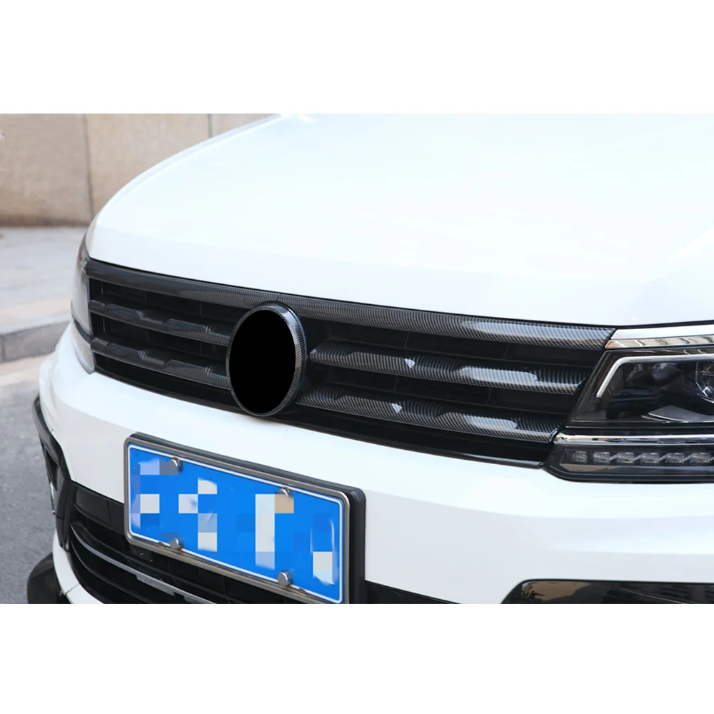 For Volkswagen VW Tiguan MK2 2017 2018 2019 2020 2021 Front Grille Sports Black Body Kit Center Grill molding Cover Strip Trim