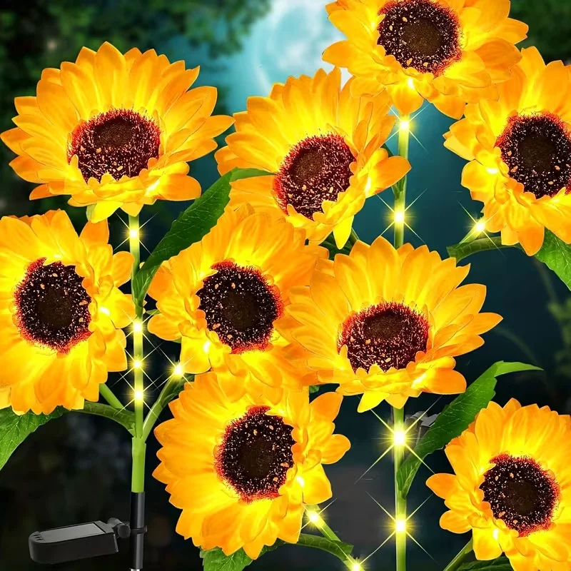 LED Solar-Sonnenblumen-Blumenlicht Dekorative Blumenlichter für Zuhause Gartendekoration Rasenlampe Wasserdichte Landschaftsbeleuchtung
