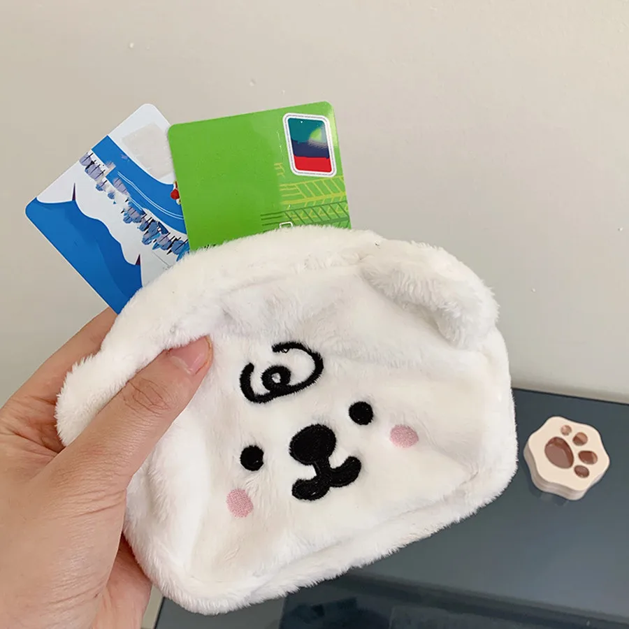 

Kawaii Plush Cartoon Bear Small Makeup Lipstick Bag Women Cute Earphone Key Card Travel Storage Bag Purse Handbags Pouch Wallet