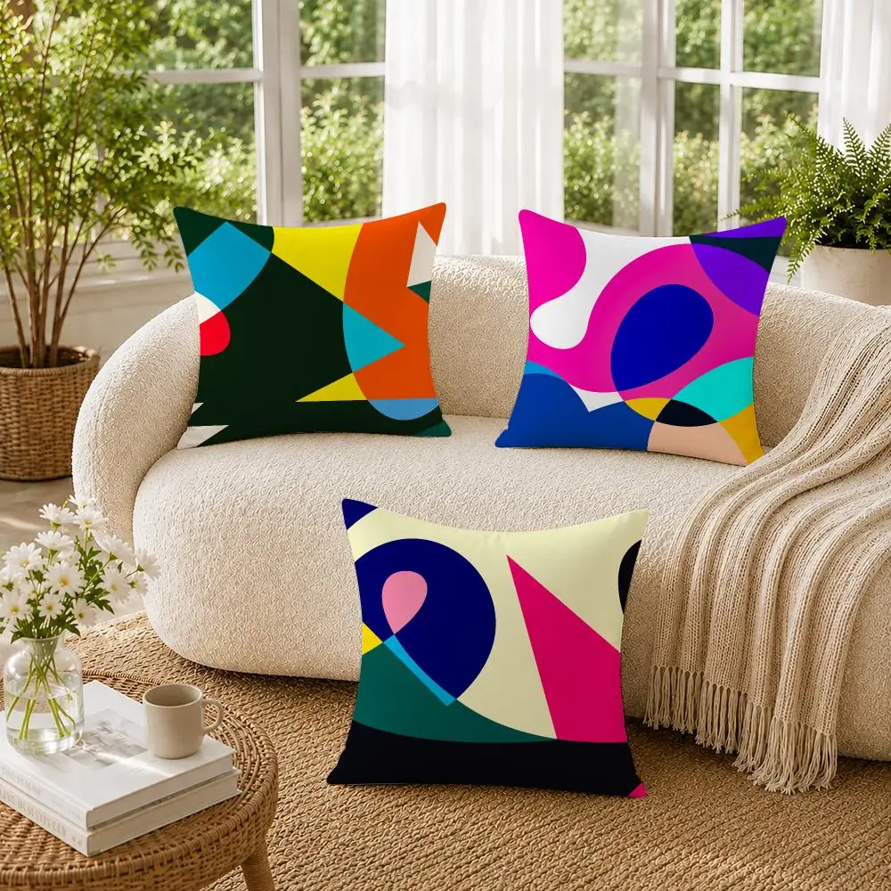Anime Abstract curve contrasting colors Cushion Cover Pillowcase Sofa Living Room Home Gift Office Decor Protective Covers