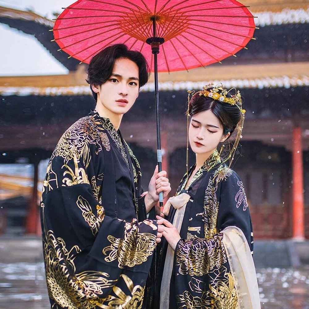 

Hanfu Couples Bronzing Chinese Ancient Vintage Hanfu Shoot Adult Carnival Cosplay Costume Hanfu Outfit For Men&Women