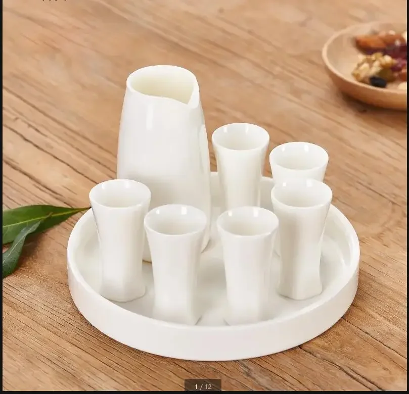 

Белый керамический набор для вина Набор бокалов для белого вина с подносом Стеклянка для выстрела Флакон Диспенсер для вина Бокал Хип-колсы Посуда для напитков Подарочная коробка