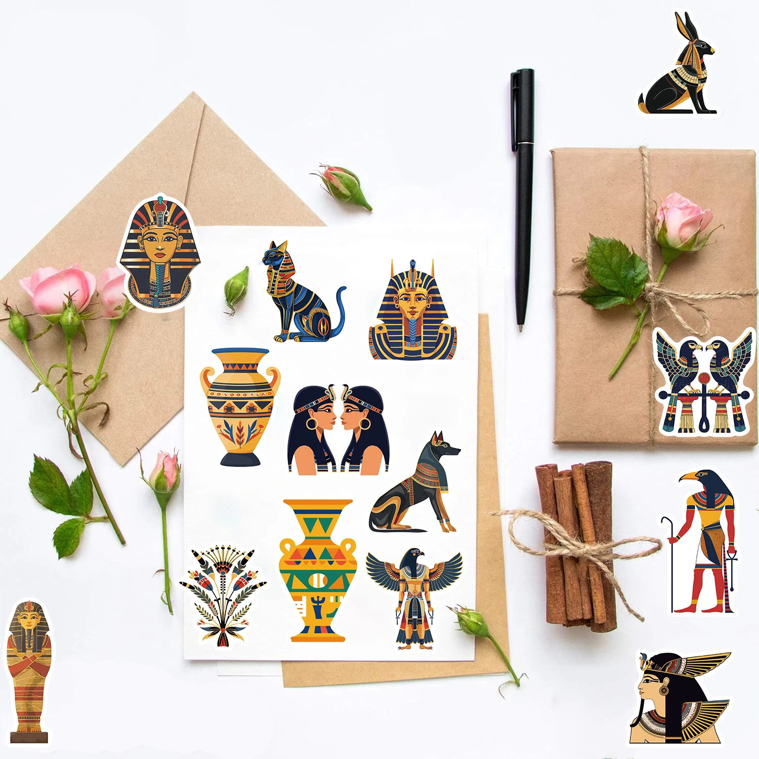 50 Stück Altes Ägypten Aufkleber Nostalgie Cartoon Laptop Gepäck Coole DIY Streetwear Scrapbook Kreative Graffiti Aufkleber Sticker