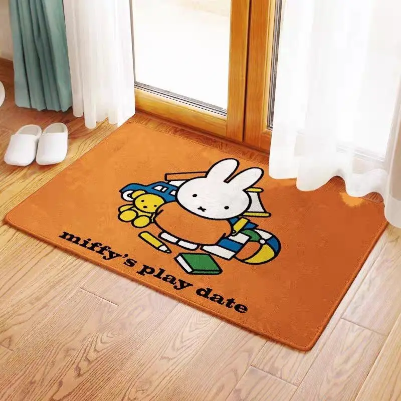 

Kawaii Miffy Rabbit Carpet Thickened Bathroom Door Absorbent Floor Mat Thick and Machine Washable Faux Cashmere Carpet
