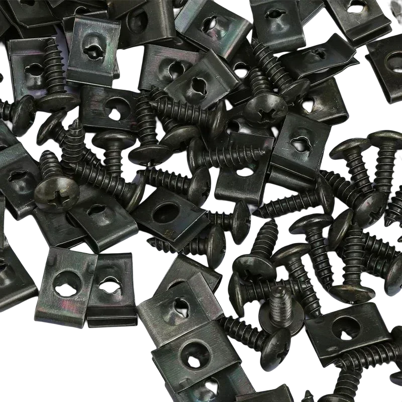 Car Metal Screw Clips Set U-Type Fastener Clip Self Tapping Screws Car Clips Fender Bumper Protection Buckle Iron Sheet Screw