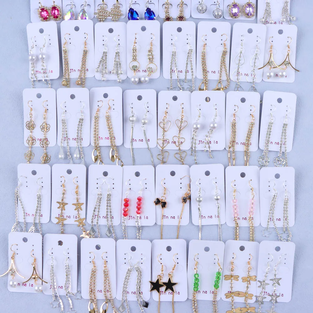 30pairs/Lot Cute Fashion Rhinestone Mixed Dangle Drop Earrings For Women Elegant Best Girlfriend Gift Party Jewelry Accessories