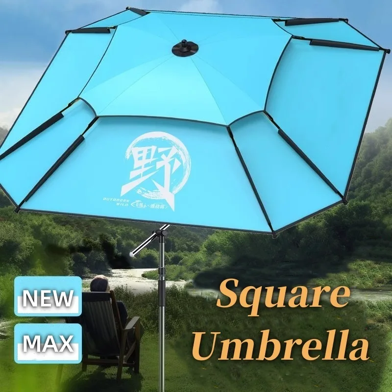 

2.4M Square Fishing Umbrella Outdoor Sunshade Large Parasol Innovatively Octagonal Fishing Parasol Beach Parasol Sun Umbrella