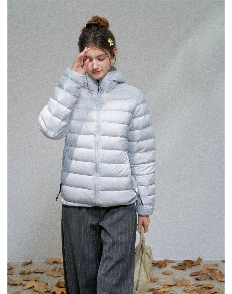 Lightweight Puffer Jacket Women Slim Fit Quilted Thin Winter Coat Hooded Casual Warm Inner Down Outerwear Cotton Parkas куртка