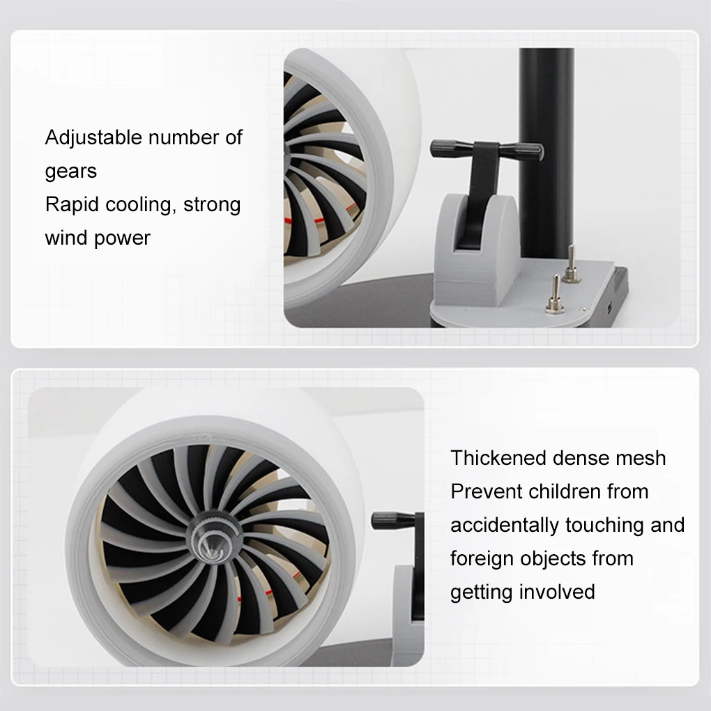 Turbofan Engine Model JetFan Toy Home Fan Contains Ultrasonic Atomization Red Light Tail Flame Device 3D Printed Toy Decoration