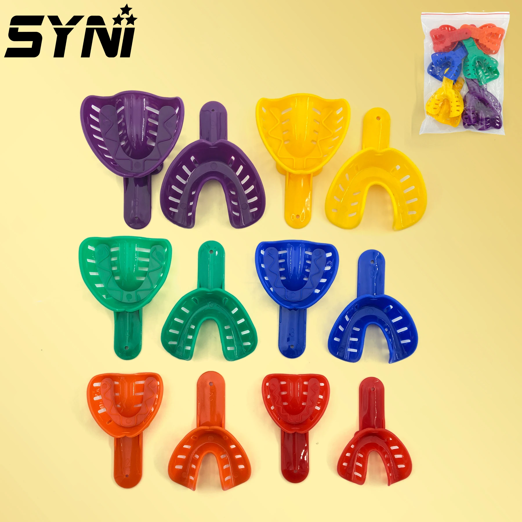 

12Pcs/set SYNI Dental Impression Trays Disposable Plastic Teeth Holder Dentist Materials For Adult And Children Oral Care Tools