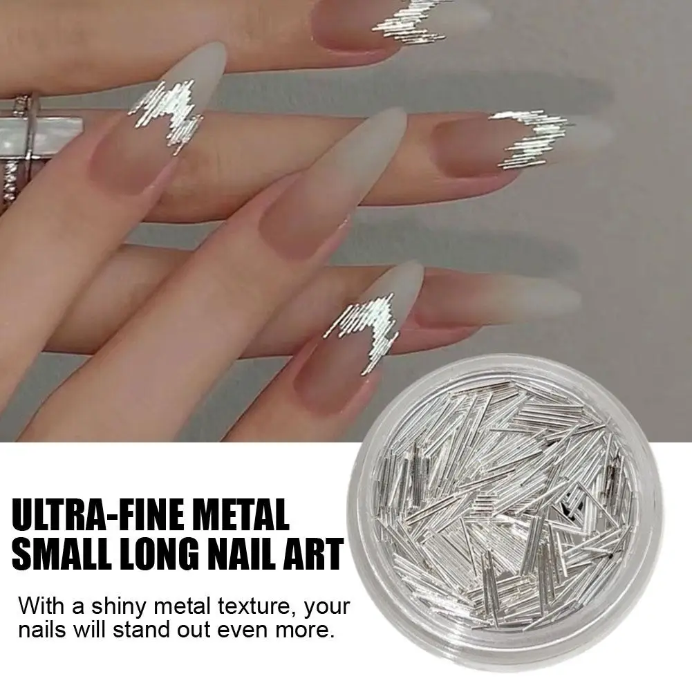 Hochglanz Silber Metallst reifen Nail Art Dekorationen Kunst Seide Shinny Manicu Metall Zubehör 3D Set Nägel Dekorationen RIV7V6